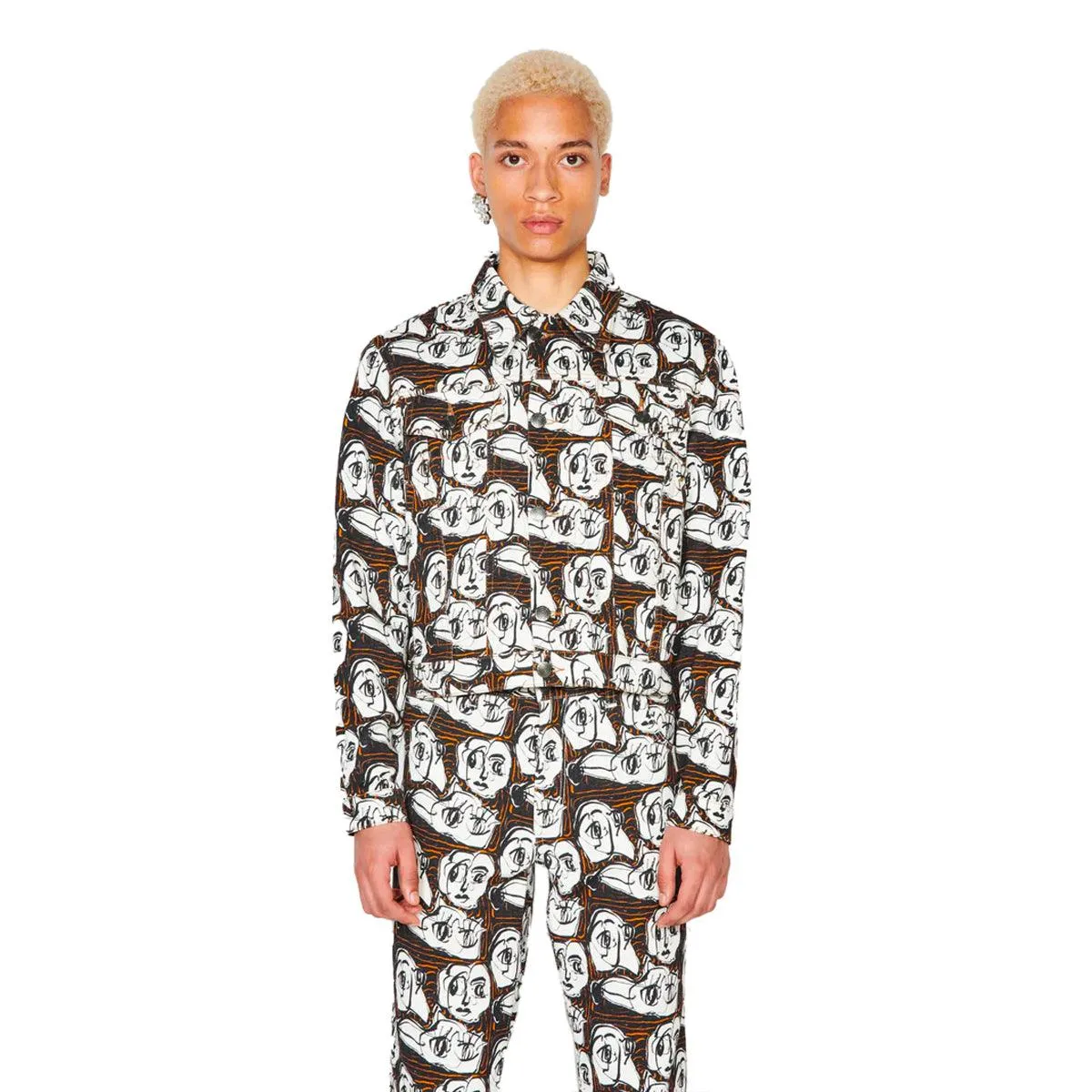 Art Denim Jacket 'Faces Print'