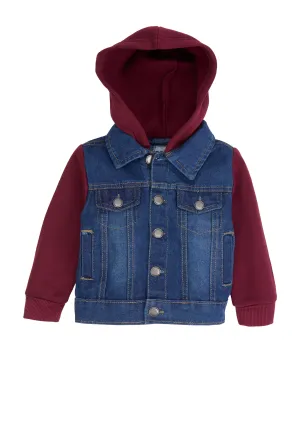 Baby Boys 12-24M Fleece Lined Hooded Denim Jacket