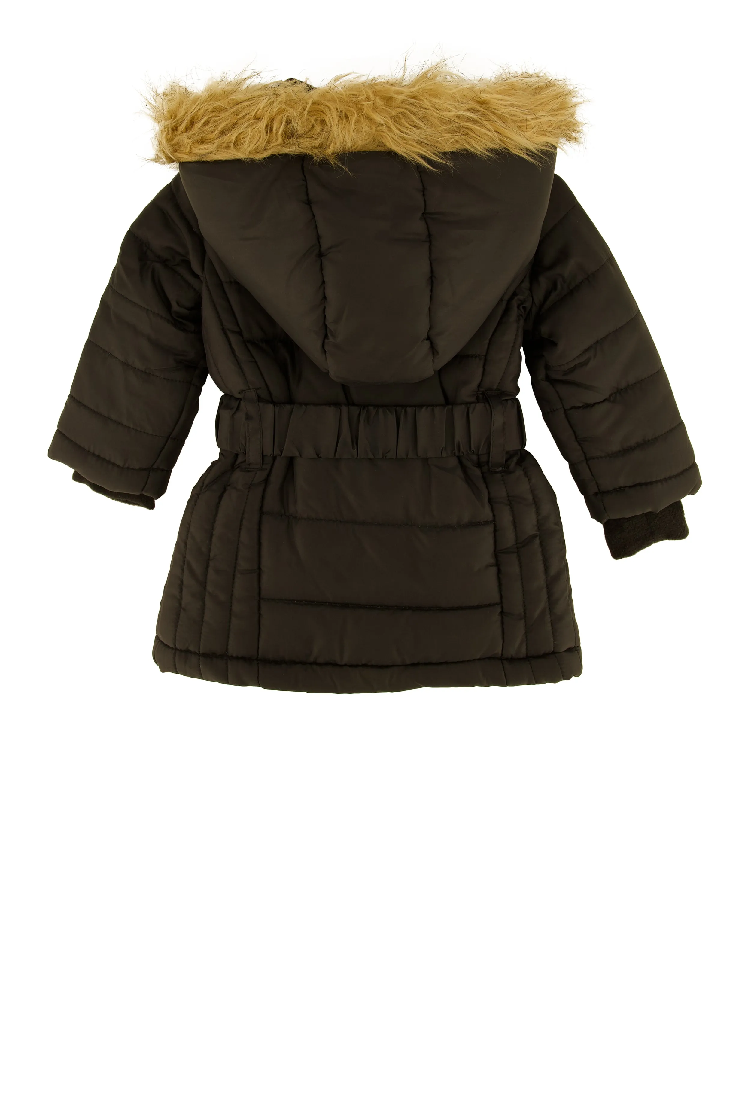 Baby Girls 12-24M Hooded Belted Puffer Jacket