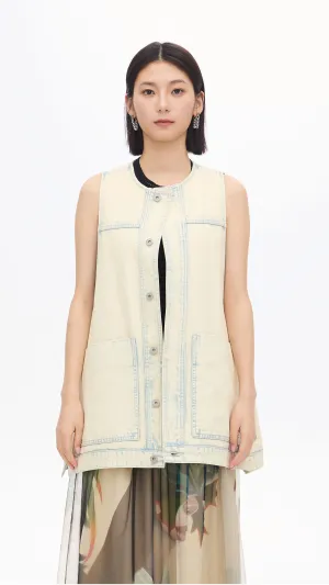 Bleach-washed Denim Waistcoat