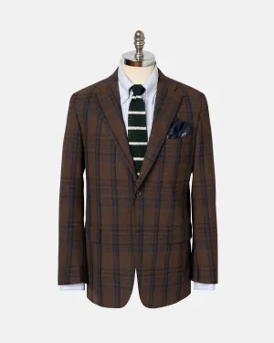 BROWN/NAVY WINDOWPANE SPORT COAT