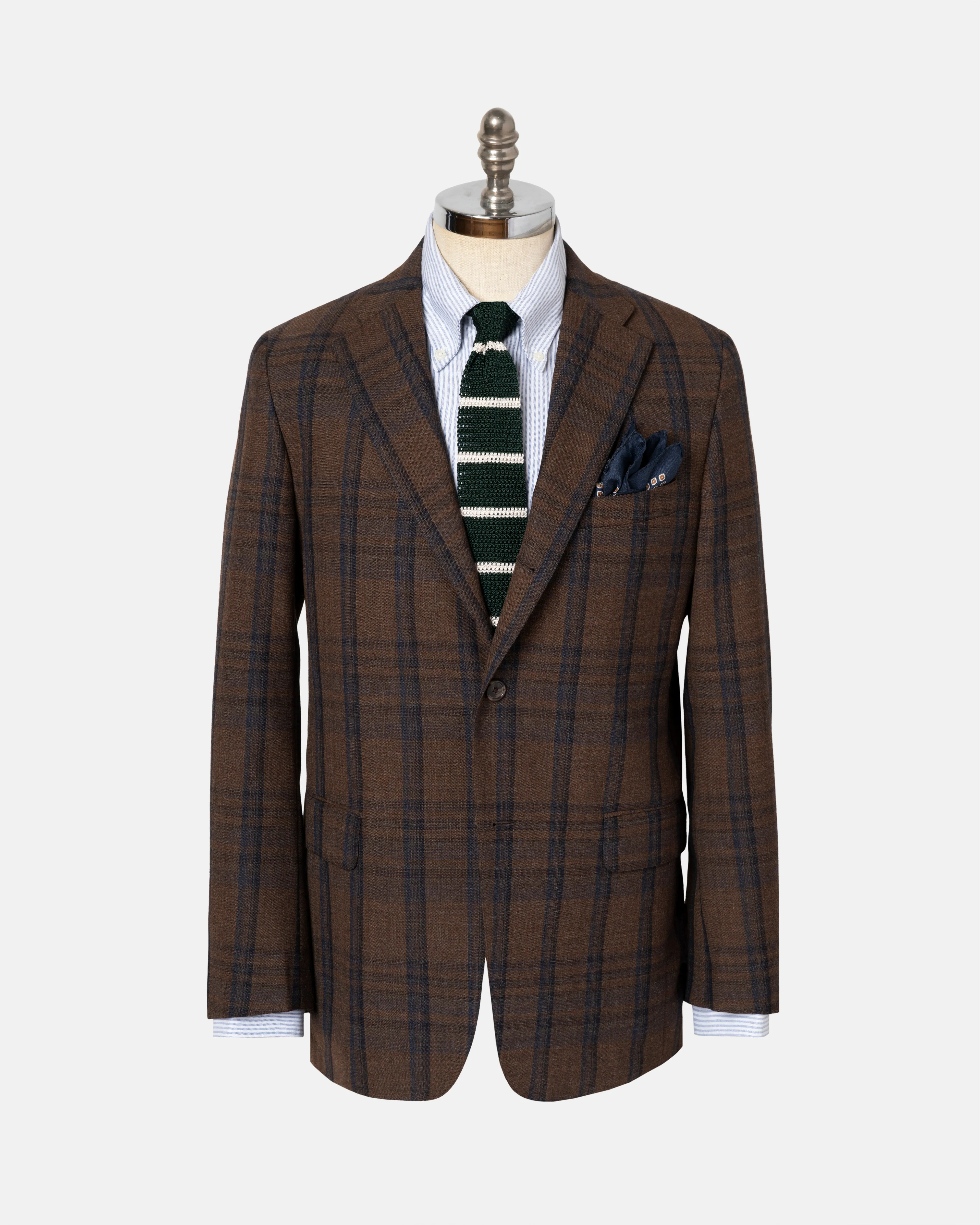 BROWN/NAVY WINDOWPANE SPORT COAT