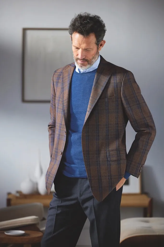 BROWN/NAVY WINDOWPANE SPORT COAT