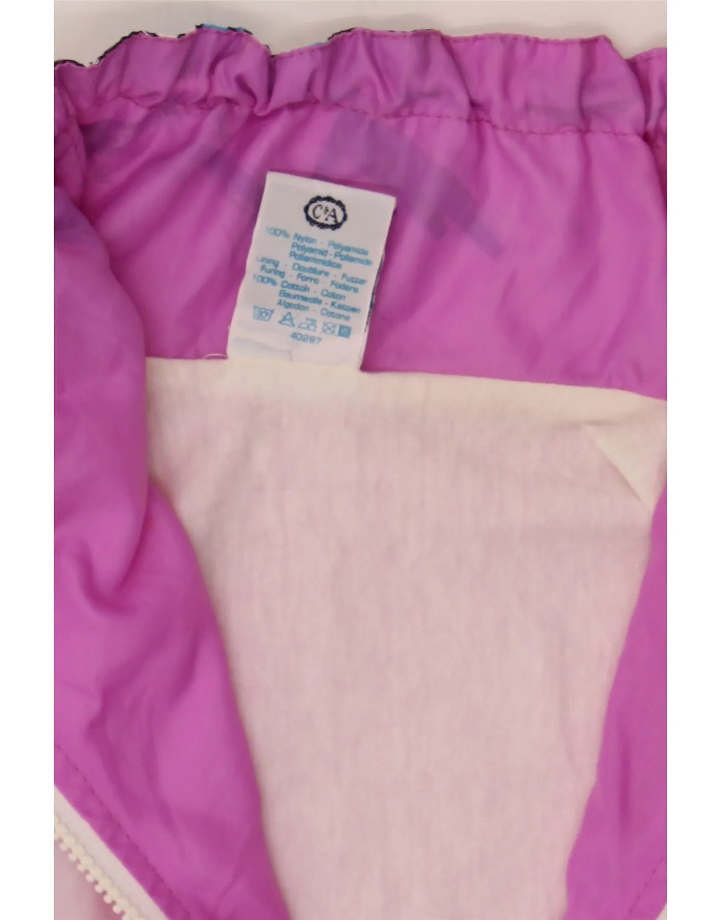 C & A Womens Oversized Bomber Jacket EU 36 Small Pink Colourblock Nylon