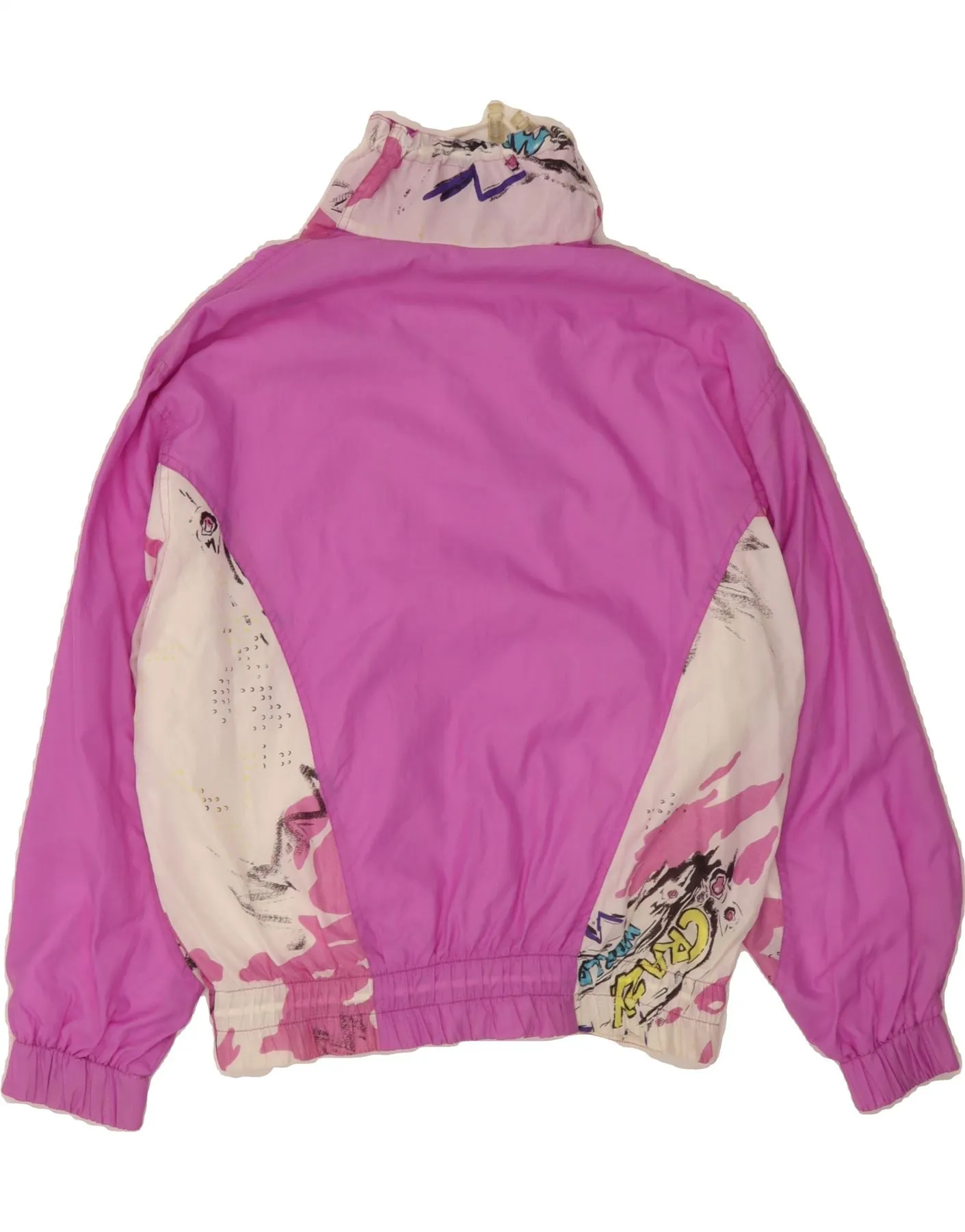 C & A Womens Oversized Bomber Jacket EU 36 Small Pink Colourblock Nylon