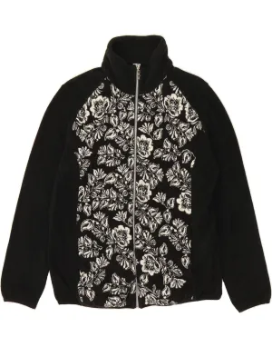 CAMPAGNOLO Womens Fleece Jacket UK 14 Medium Black Floral Polyester