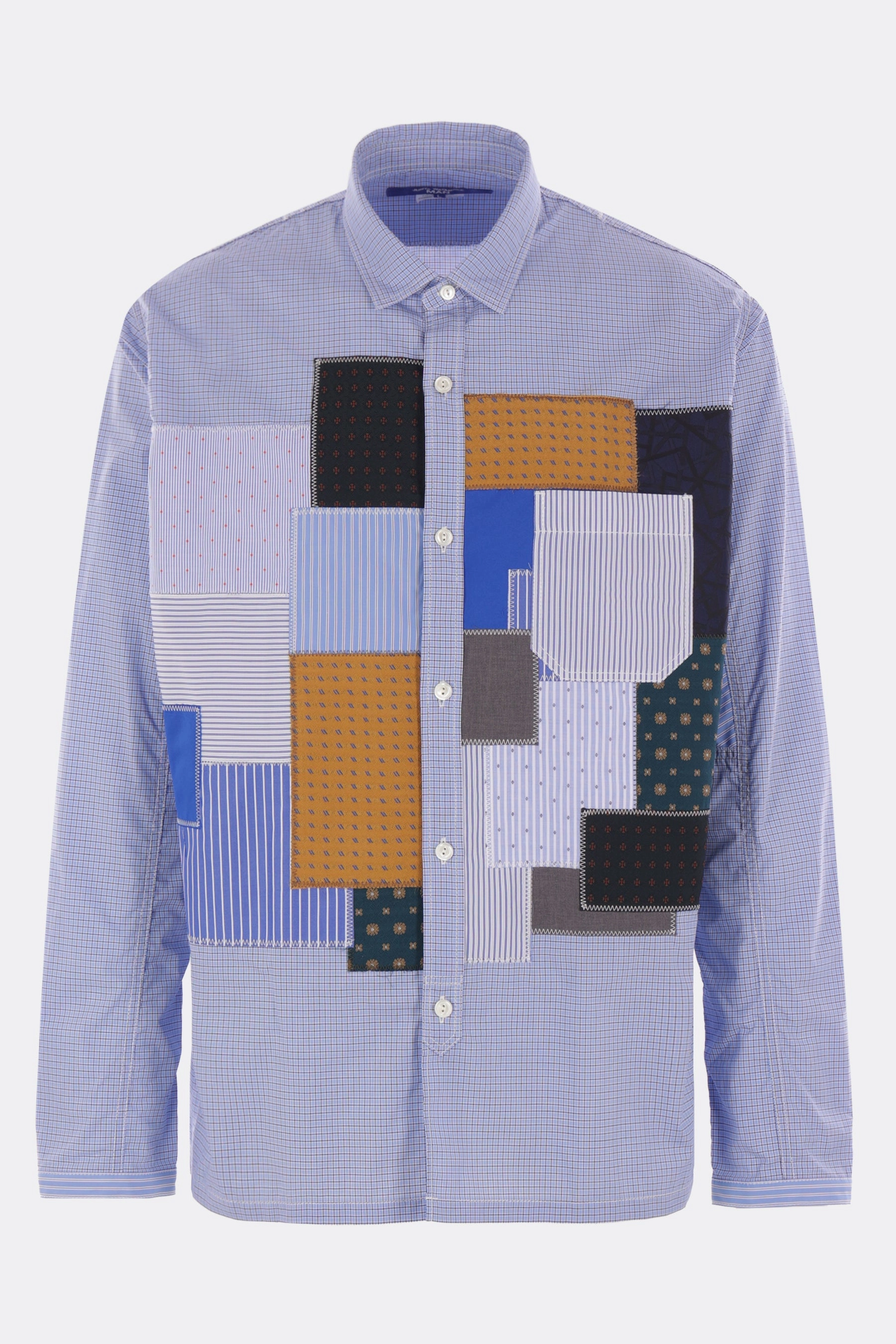 check poplin patchwork shirt