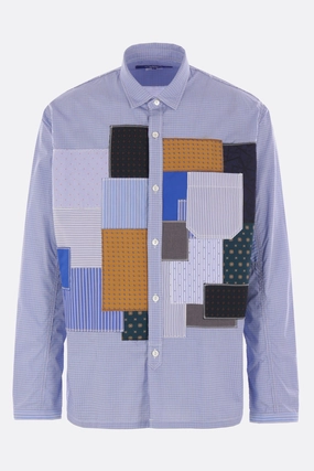 check poplin patchwork shirt