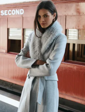 Chelsea Double Breasted Fur Collar Coat