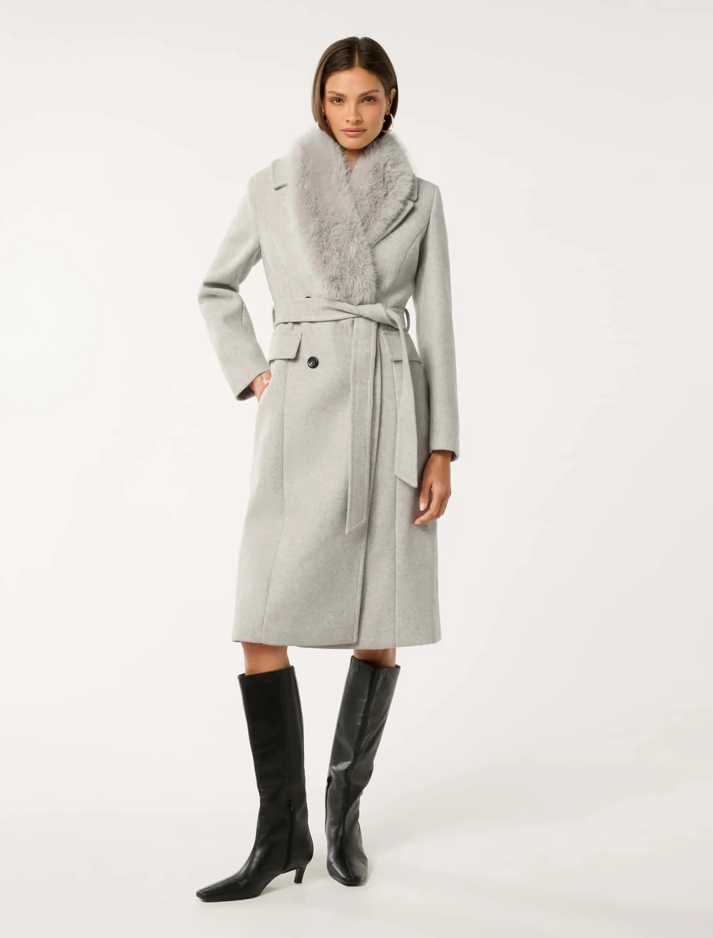 Chelsea Double Breasted Fur Collar Coat