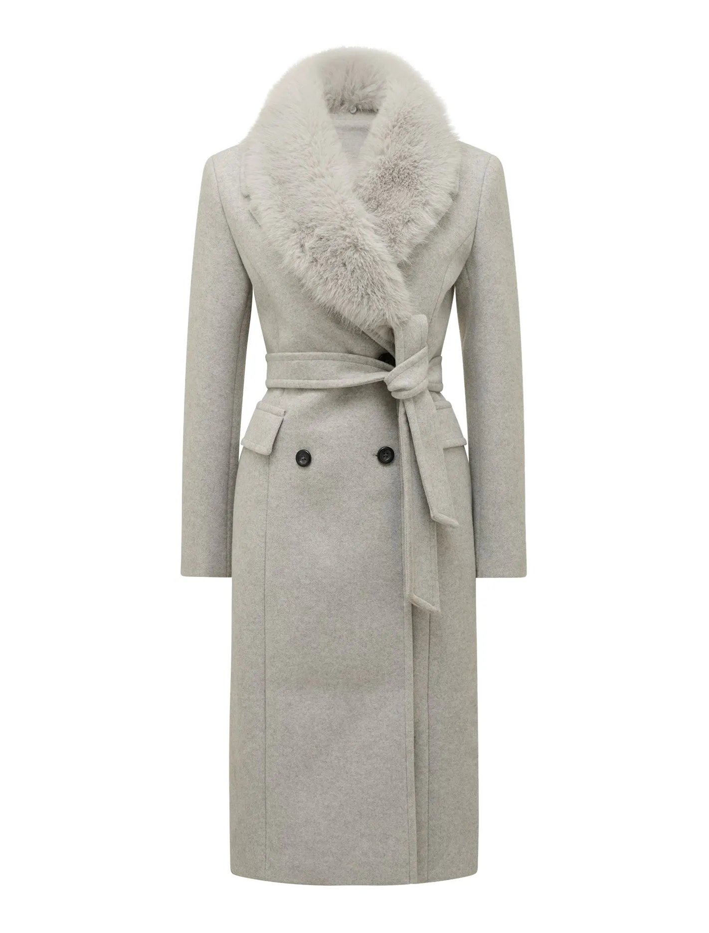 Chelsea Double Breasted Fur Collar Coat