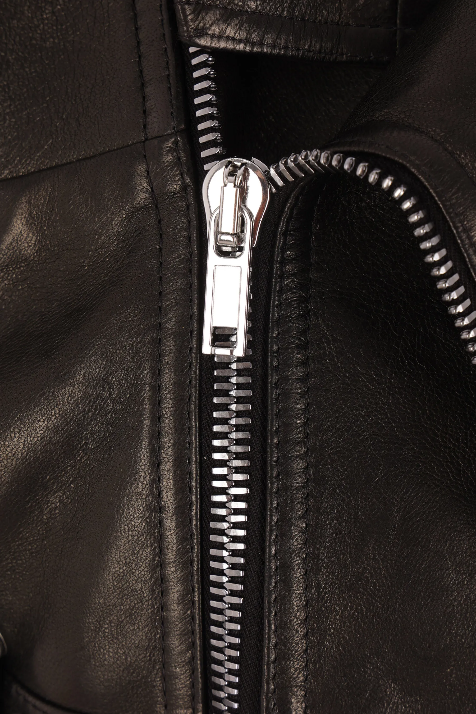 cropped biker jacket in nappa with hood
