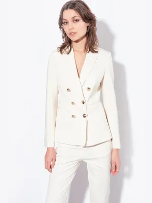 Double-breasted Blazer with White Jewel Buttons