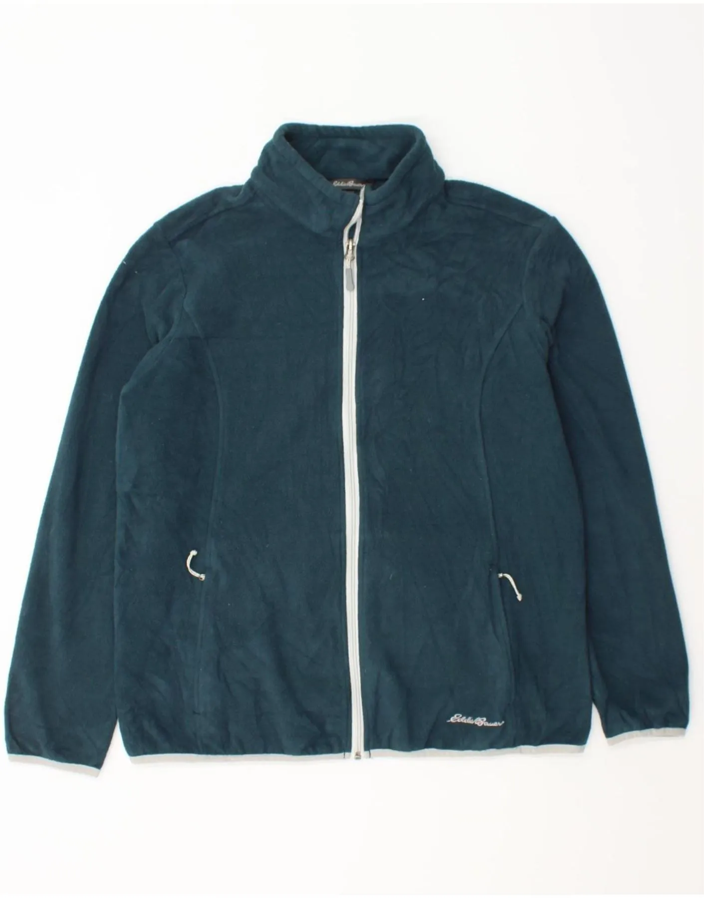EDDIE BAUER Womens Fleece Jacket UK 16 Large Green Polyester