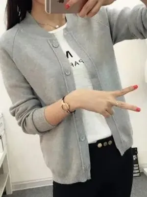 Female Knit Cardigan Sweater Coat Short Female A Little Shawl Knitted Jacket