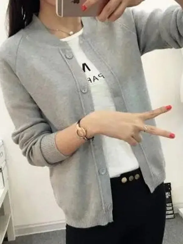 Female Knit Cardigan Sweater Coat Short Female A Little Shawl Knitted Jacket