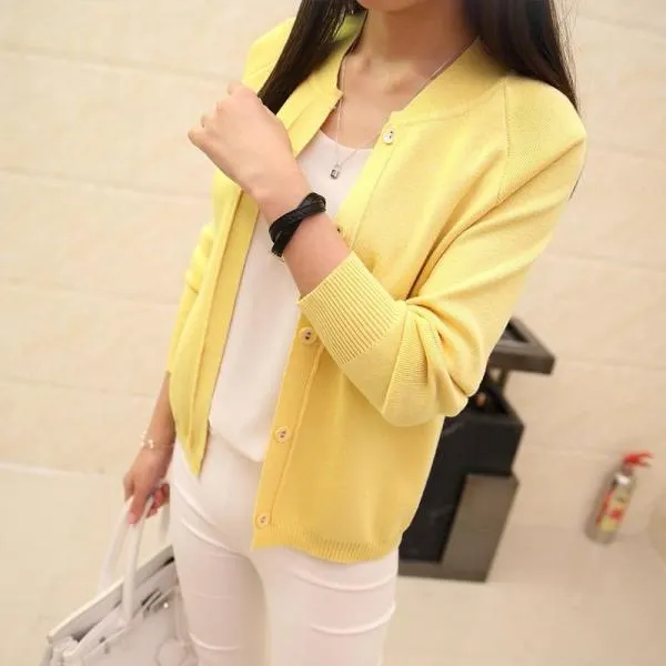 Female Knit Cardigan Sweater Coat Short Female A Little Shawl Knitted Jacket