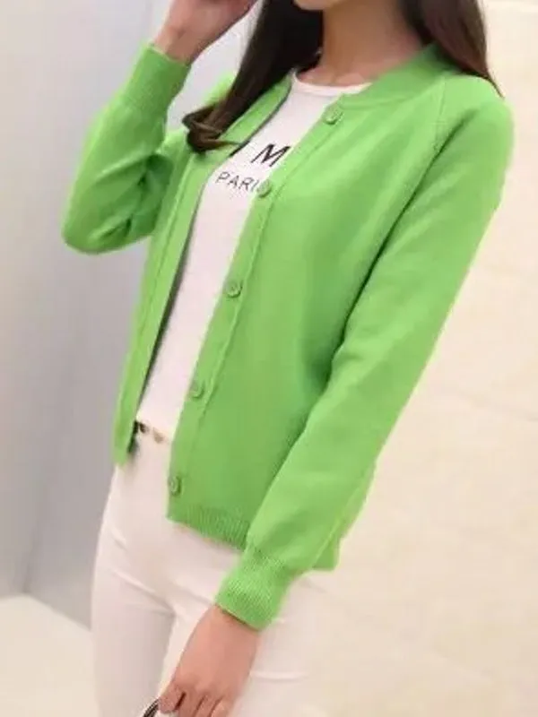 Female Knit Cardigan Sweater Coat Short Female A Little Shawl Knitted Jacket
