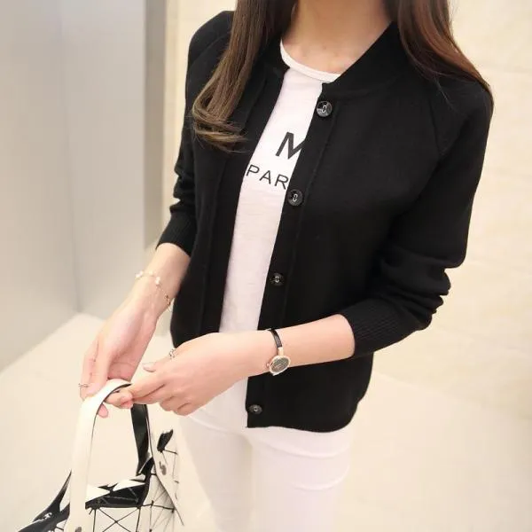 Female Knit Cardigan Sweater Coat Short Female A Little Shawl Knitted Jacket