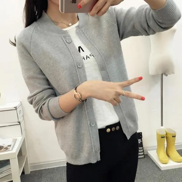 Female Knit Cardigan Sweater Coat Short Female A Little Shawl Knitted Jacket