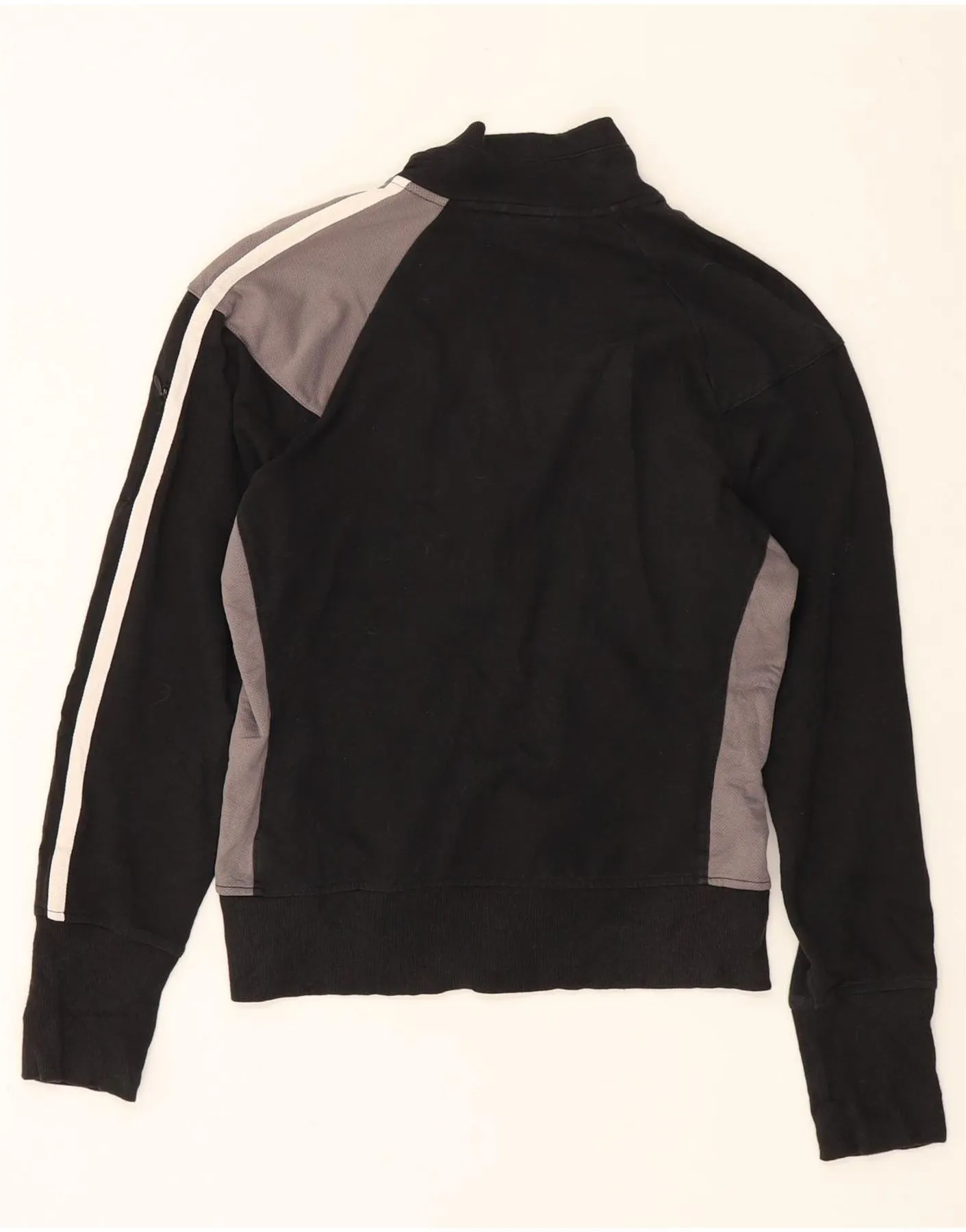 FILA Womens Tracksuit Top Jacket UK 14 Medium Black Colourblock Cotton