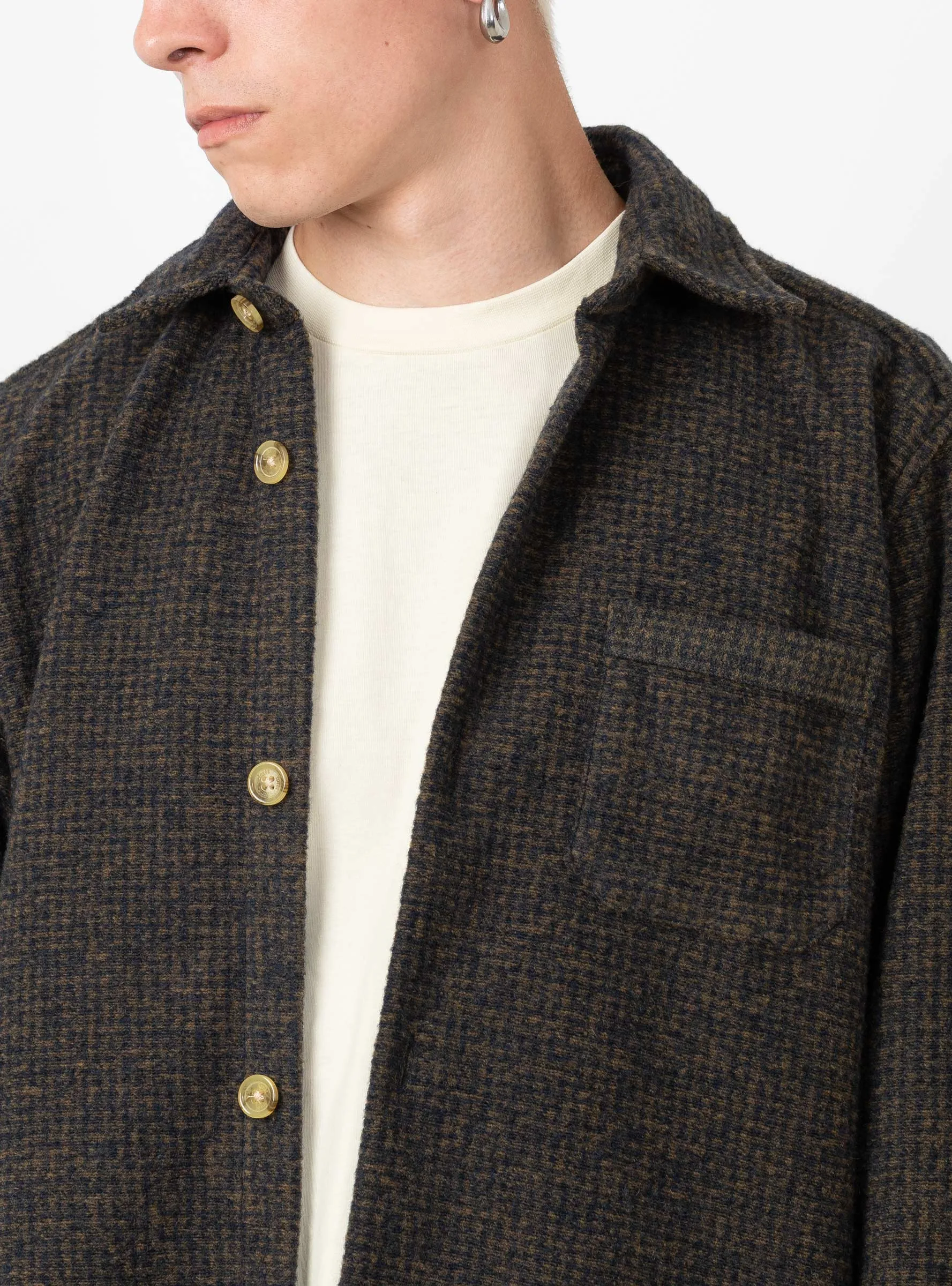 Ivy Wool Overshirt Navy Check
