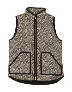 J. CREW Womens Quilted Gilet UK 6 XS Black Herringbone Polyester