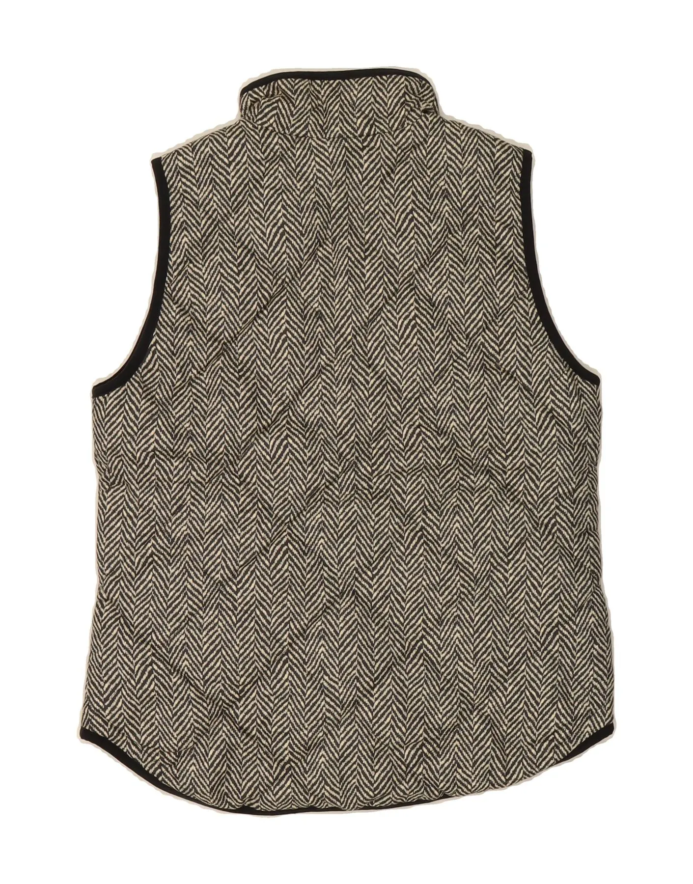 J. CREW Womens Quilted Gilet UK 6 XS Black Herringbone Polyester