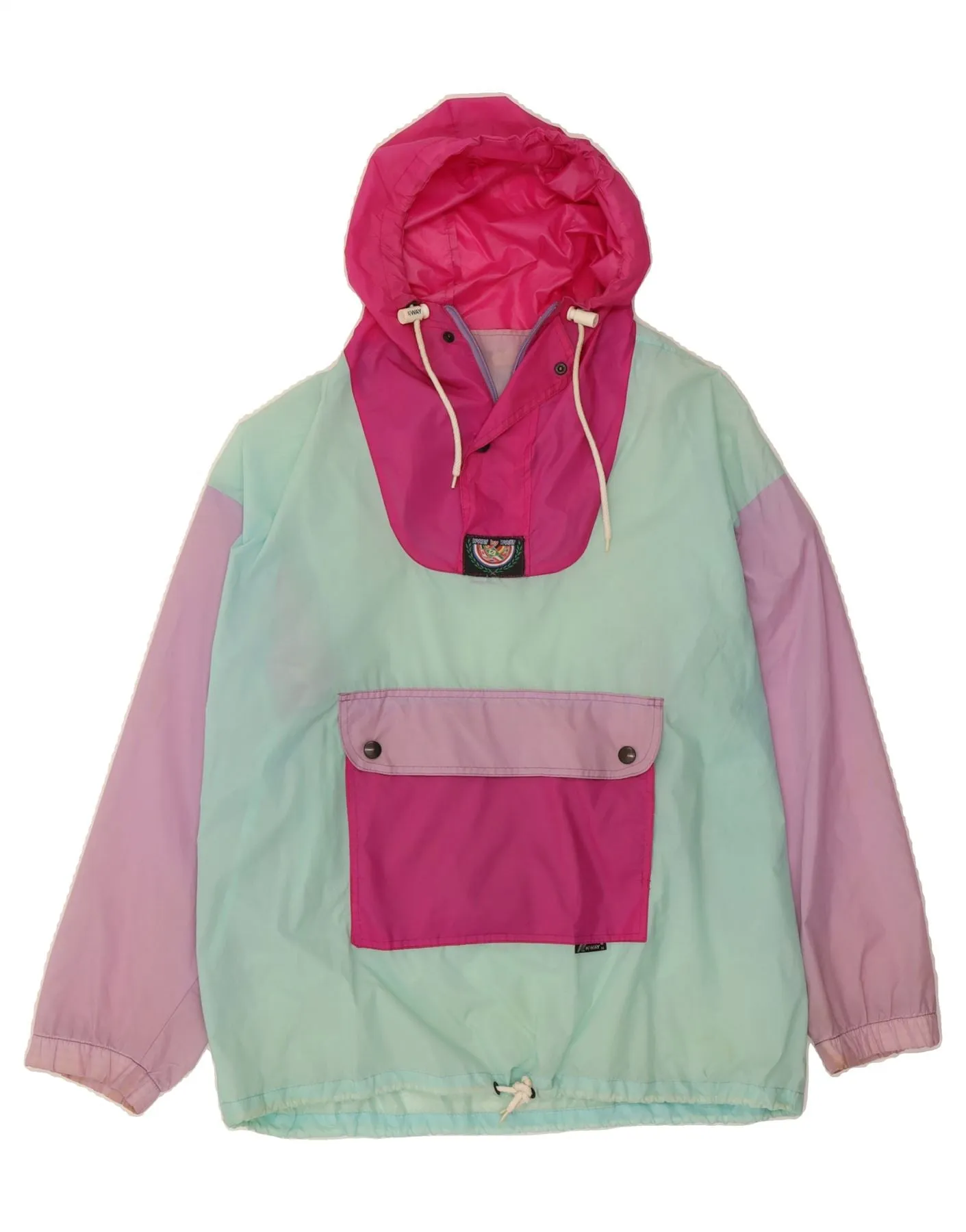 K-WAY Mens Pullover Rain Jacket UK 38 Medium Multicoloured Colourblock