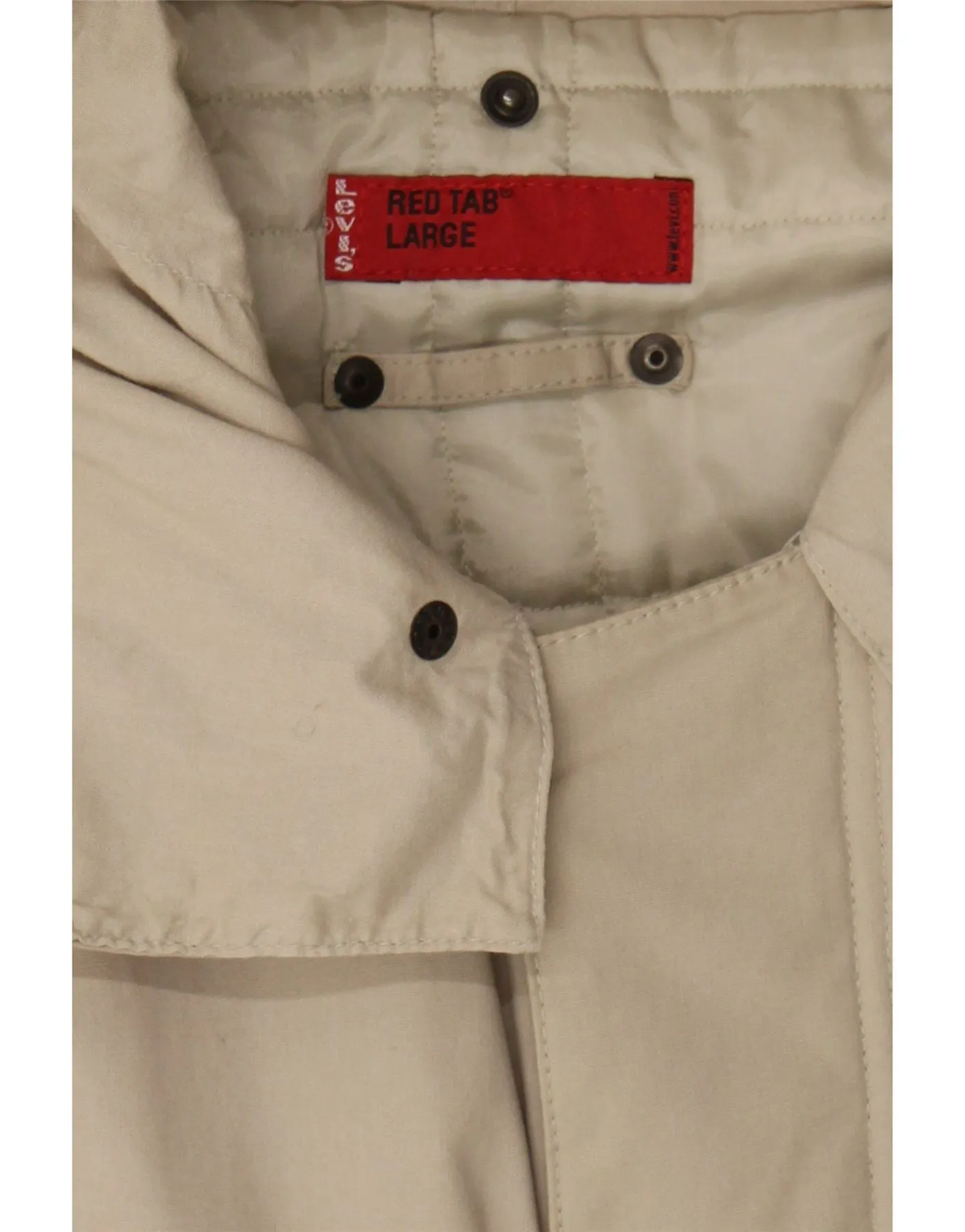 LEVI'S Mens Hooded Overcoat UK 40 Large Beige Cotton