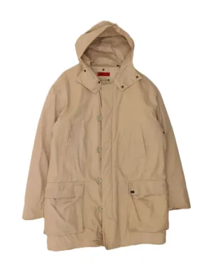 LEVI'S Mens Hooded Overcoat UK 40 Large Beige Cotton