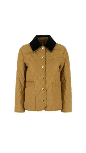 Logo Embroidered Quilted Jacket - Camel