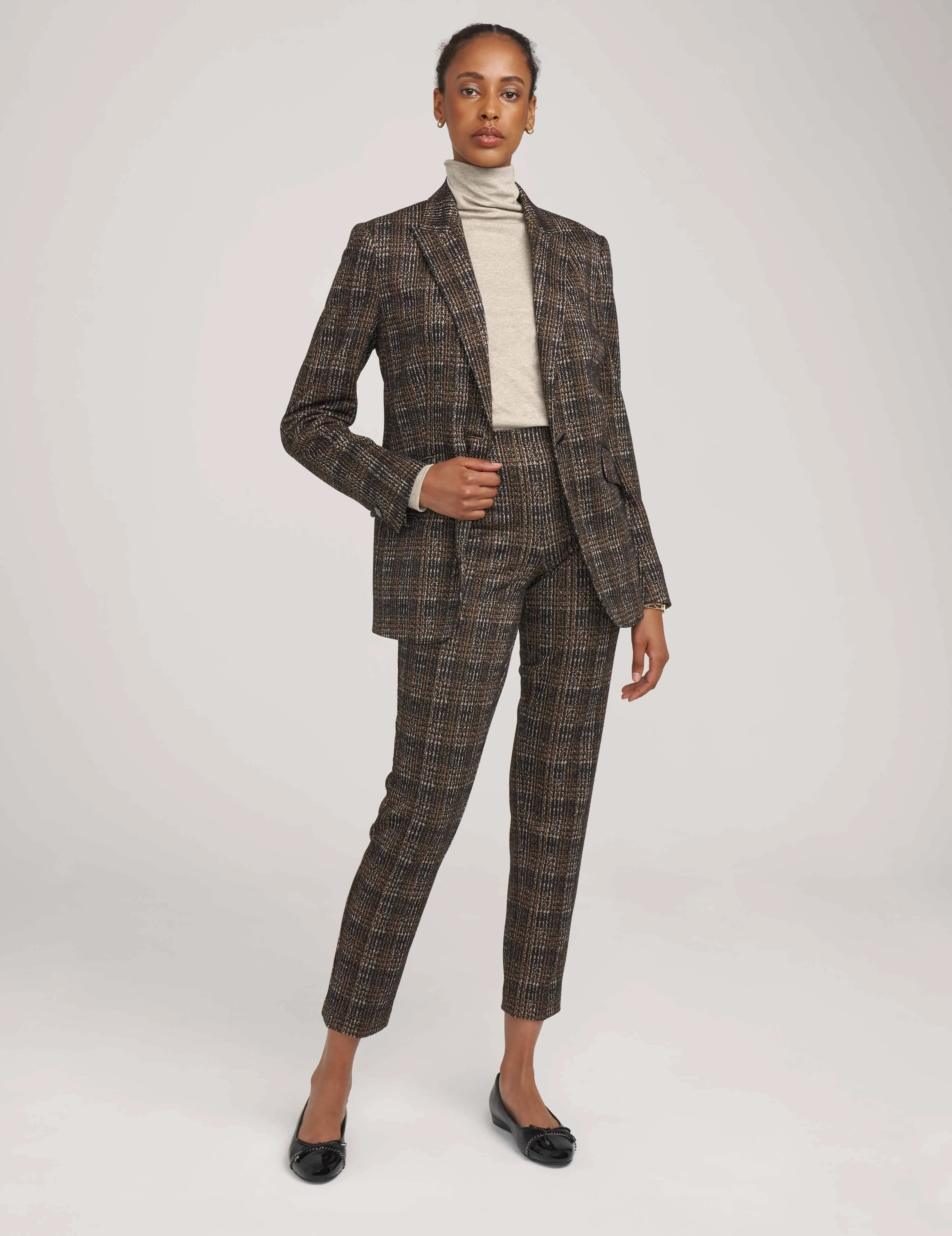 Long Peak Plaid Lapel Jacket- Sale