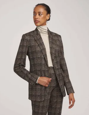 Long Peak Plaid Lapel Jacket- Sale
