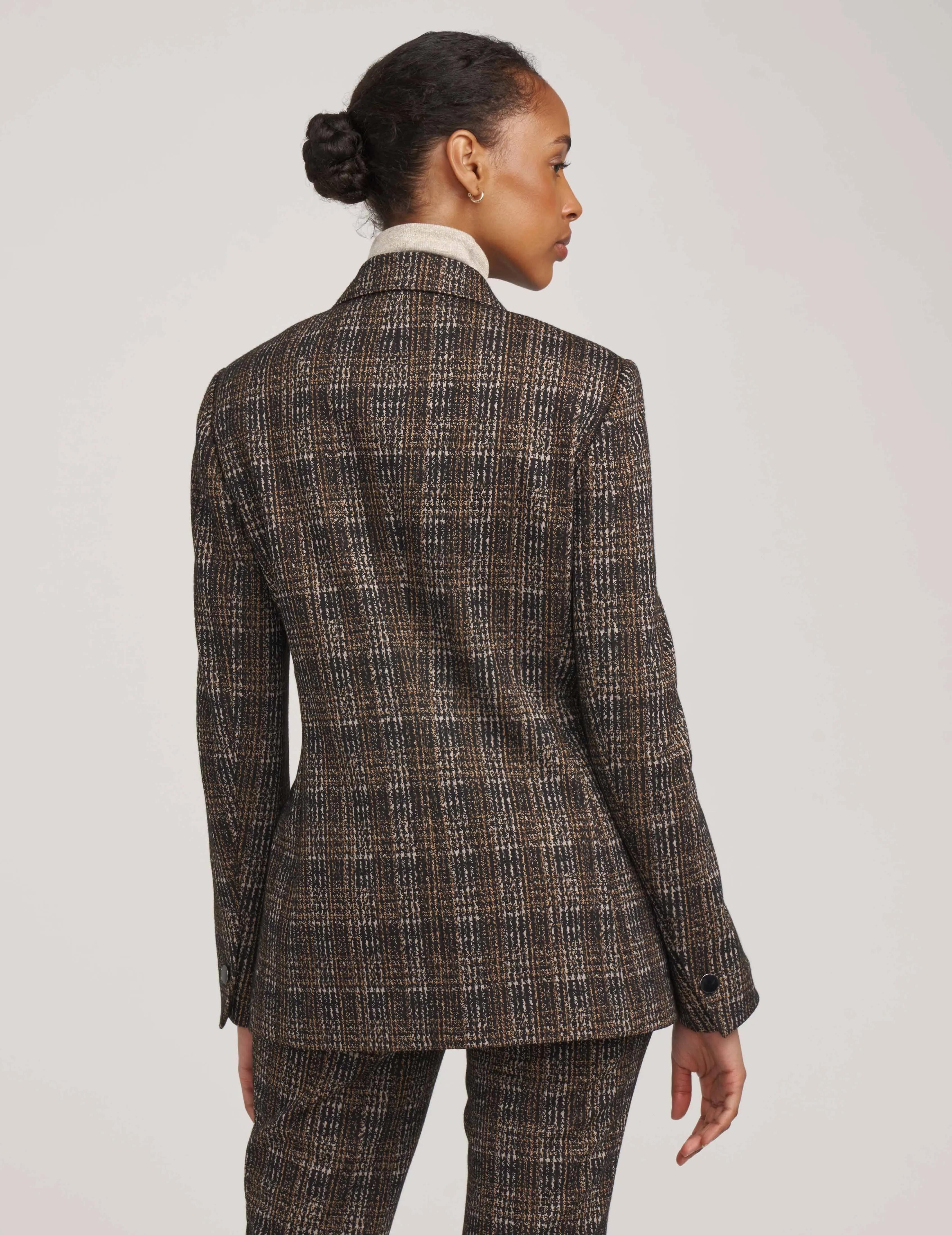 Long Peak Plaid Lapel Jacket- Sale