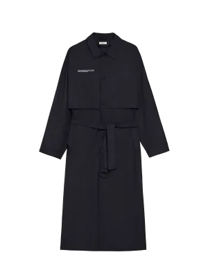 Mens Recycled Nylon Trench Coat—black