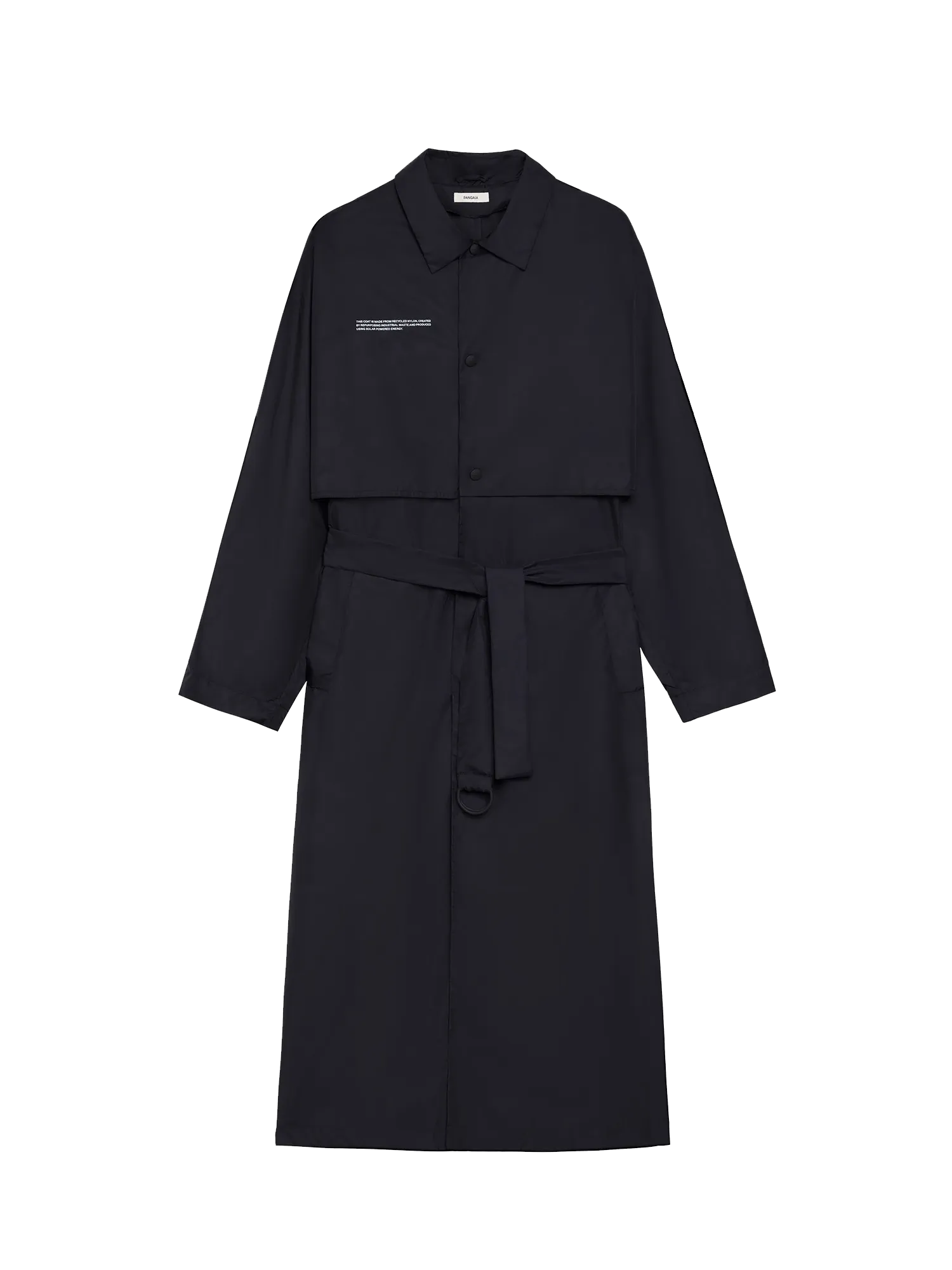 Mens Recycled Nylon Trench Coat—black
