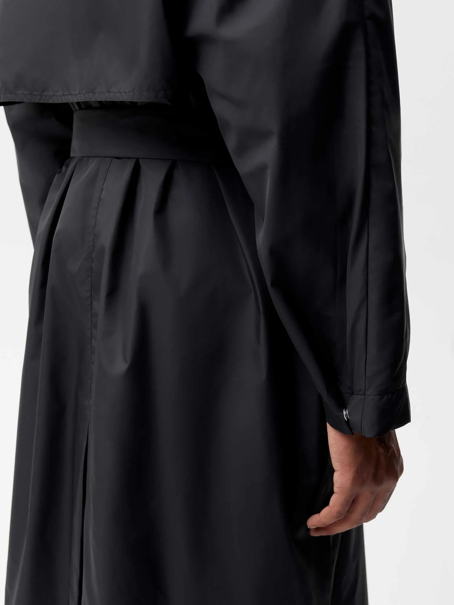 Mens Recycled Nylon Trench Coat—black