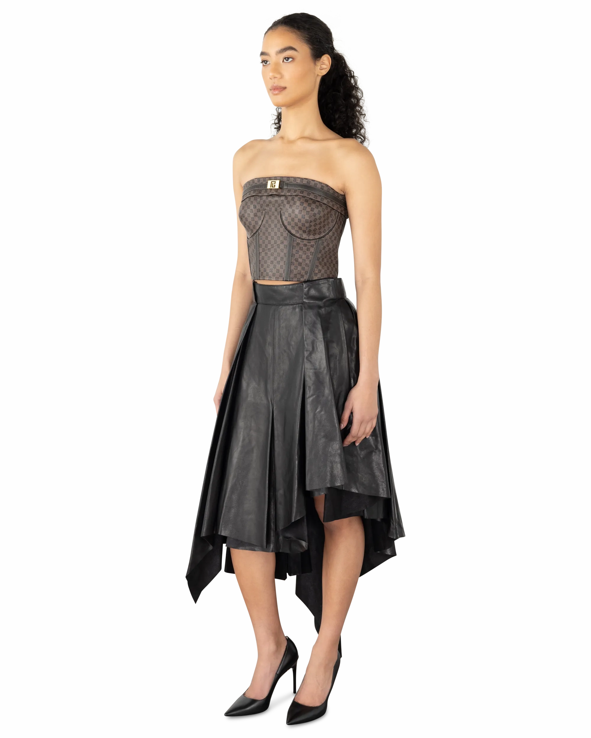 Mini Monogram Leather Bustier Top