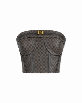Mini Monogram Leather Bustier Top
