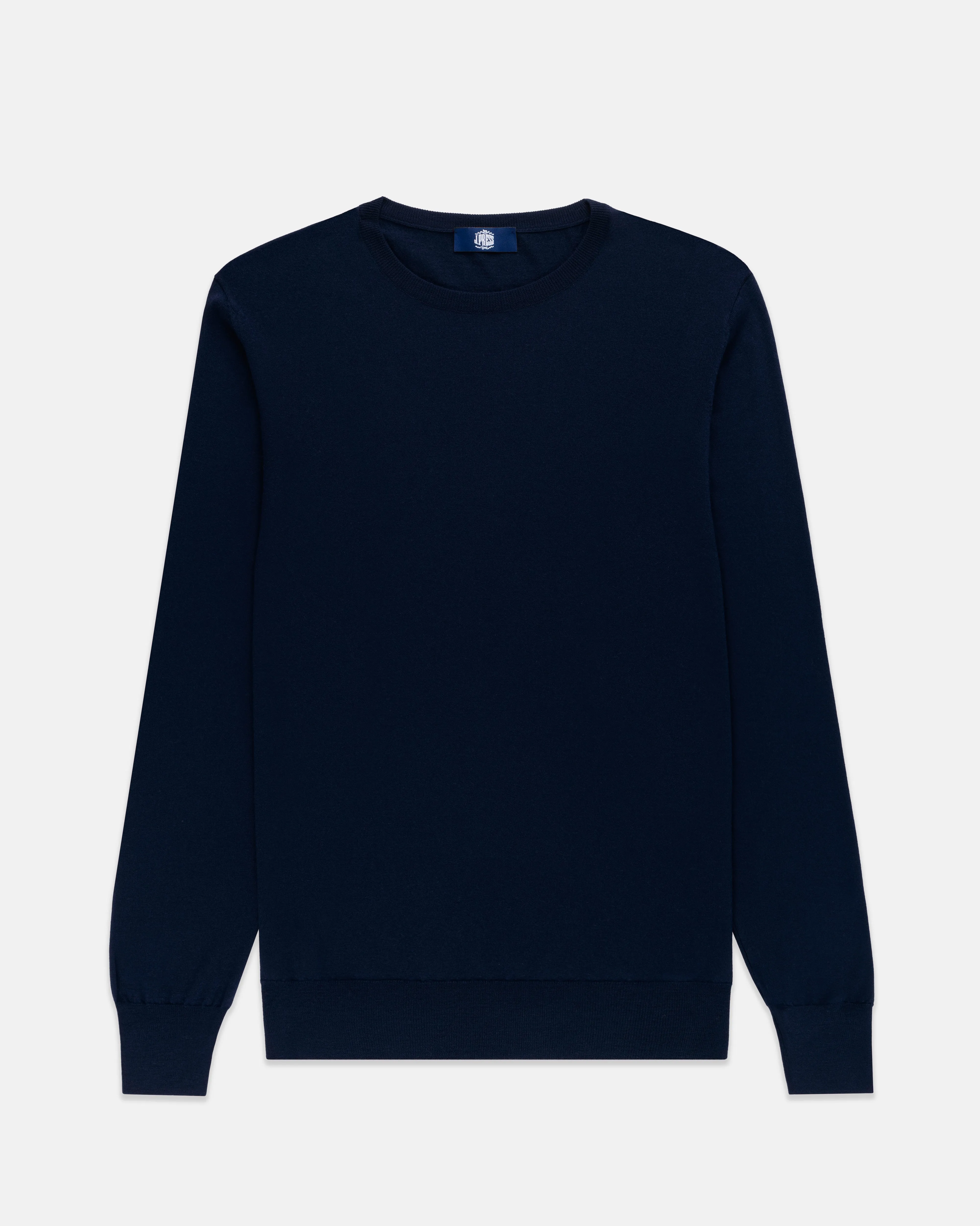 NAVY SUPERFINE MERINO WOOL SWEATER