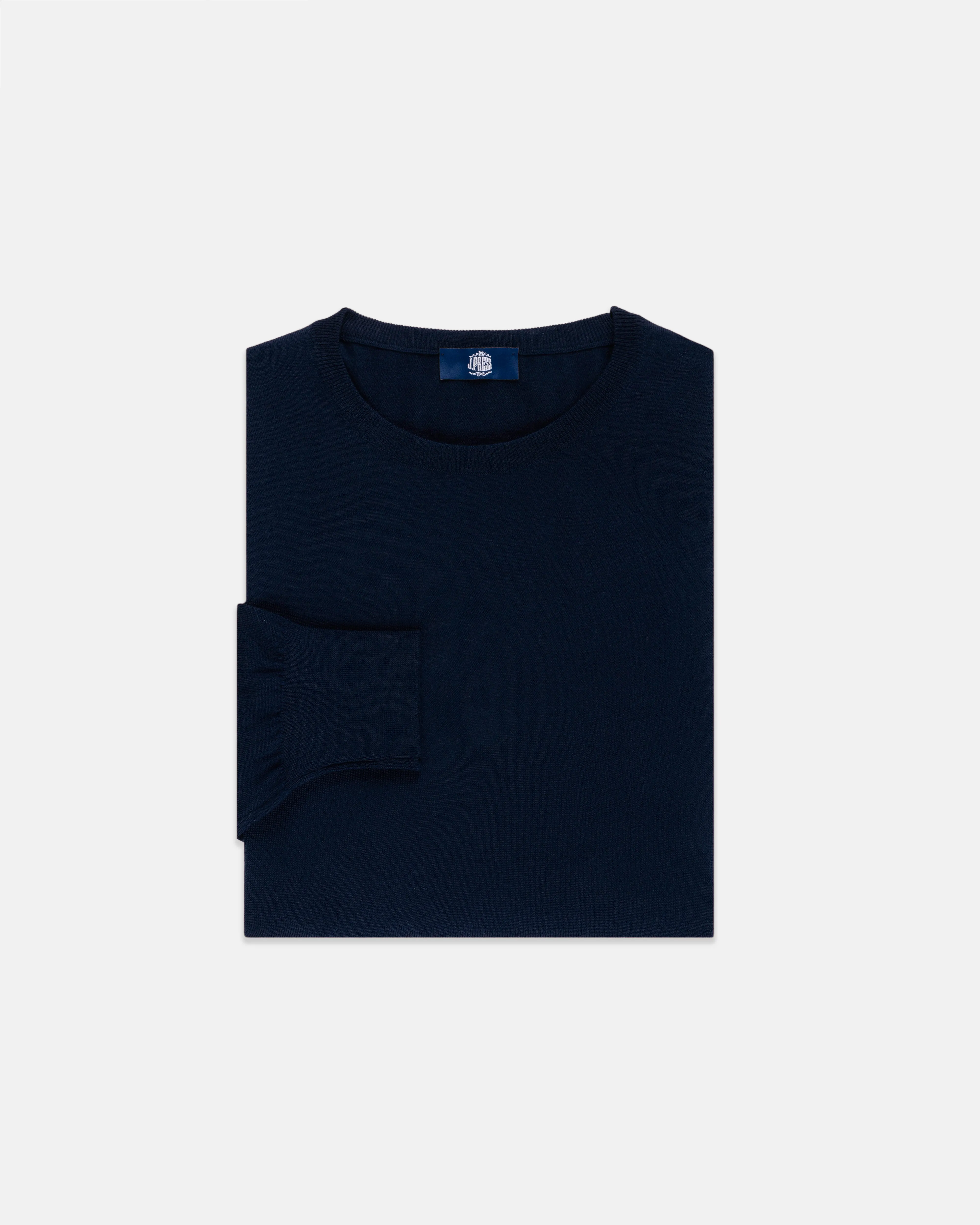 NAVY SUPERFINE MERINO WOOL SWEATER