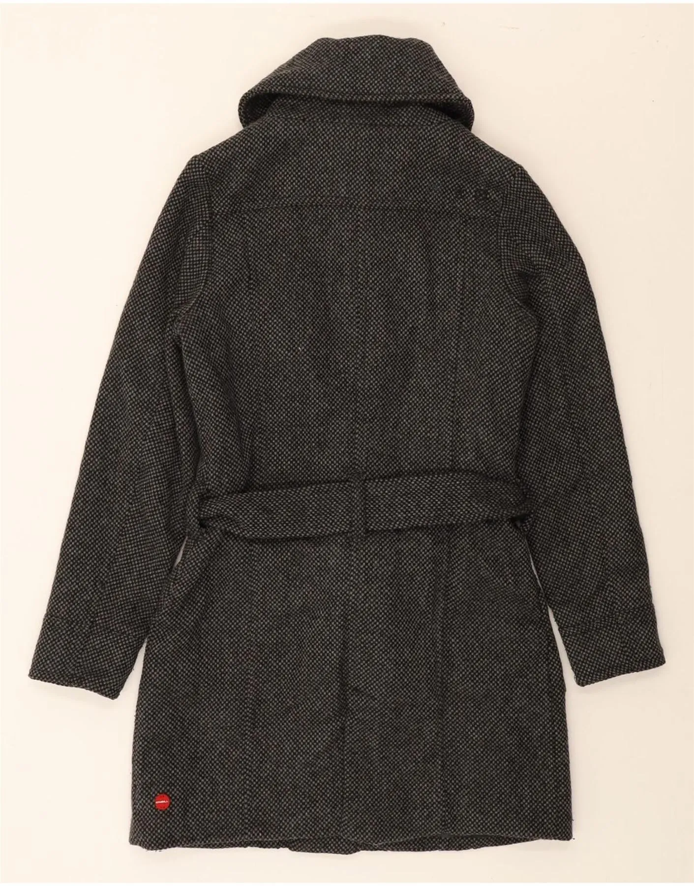 O'NEILL Womens Overcoat UK 10 Small Grey Check Wool