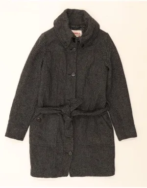 O'NEILL Womens Overcoat UK 10 Small Grey Check Wool