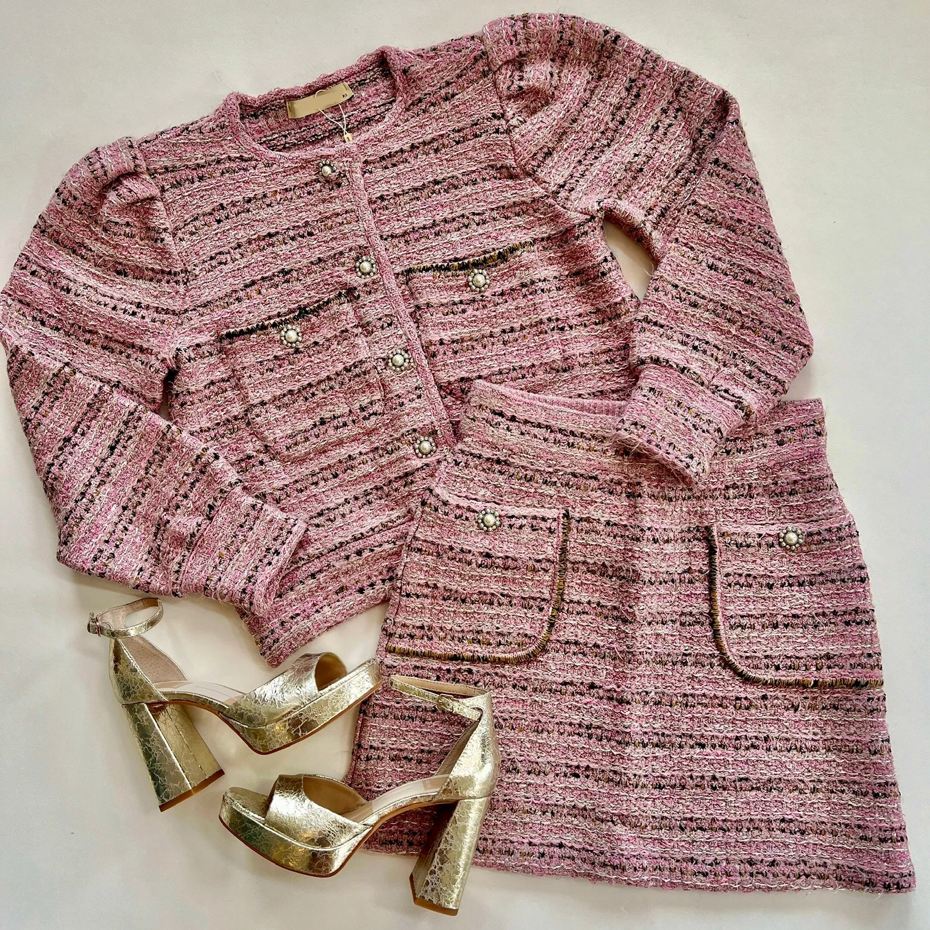 Pa4713 Paola Bernardi Pink Tweed Jacket