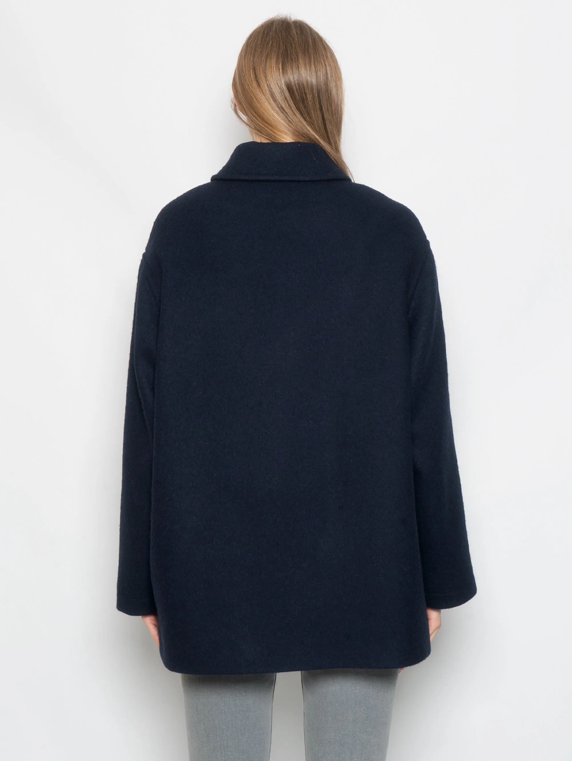 Pea Coat with Blue Shirt Collar