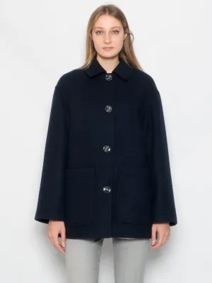 Pea Coat with Blue Shirt Collar