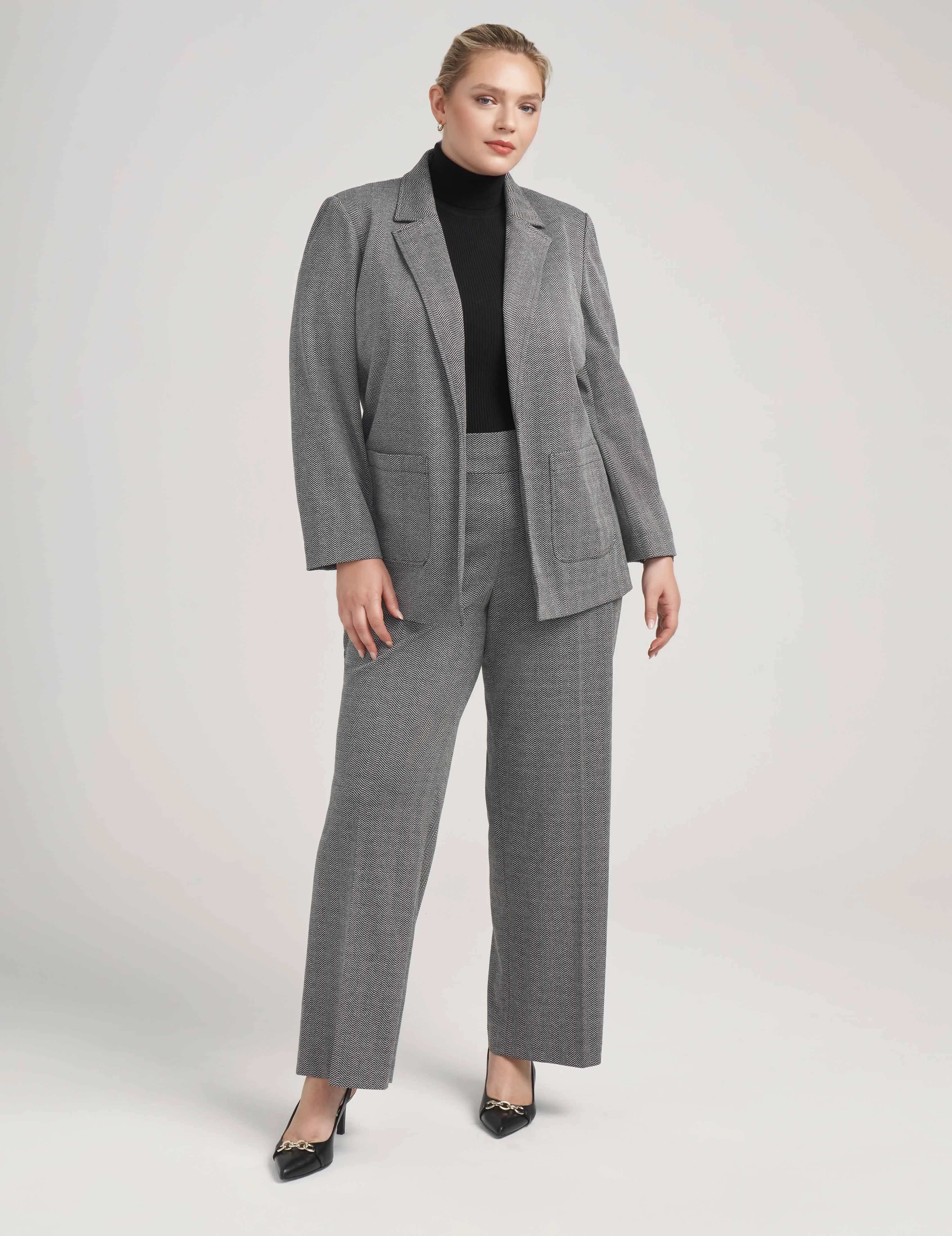 Plus Size Notched Collar Jacket With Pockets- Sale