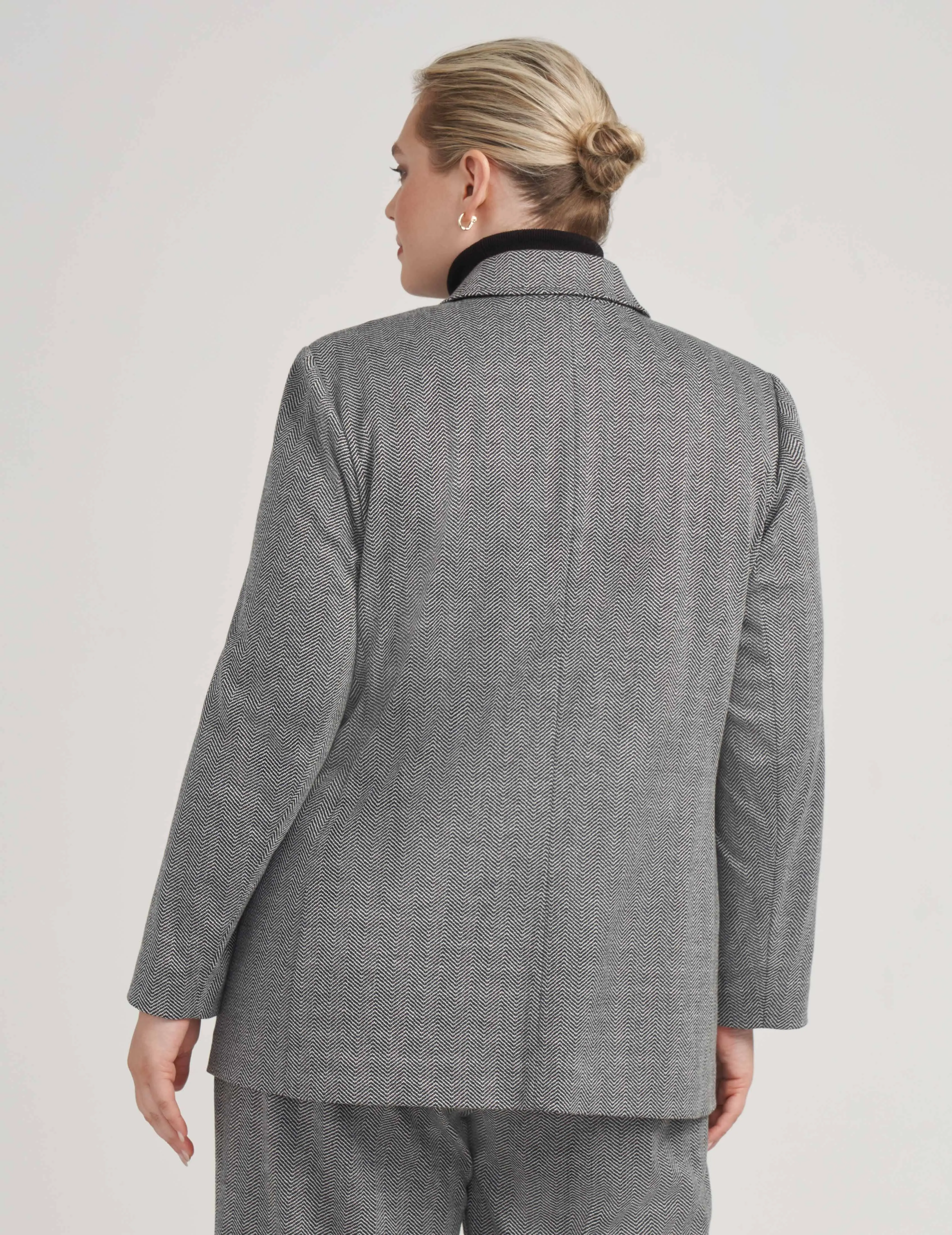 Plus Size Notched Collar Jacket With Pockets- Sale