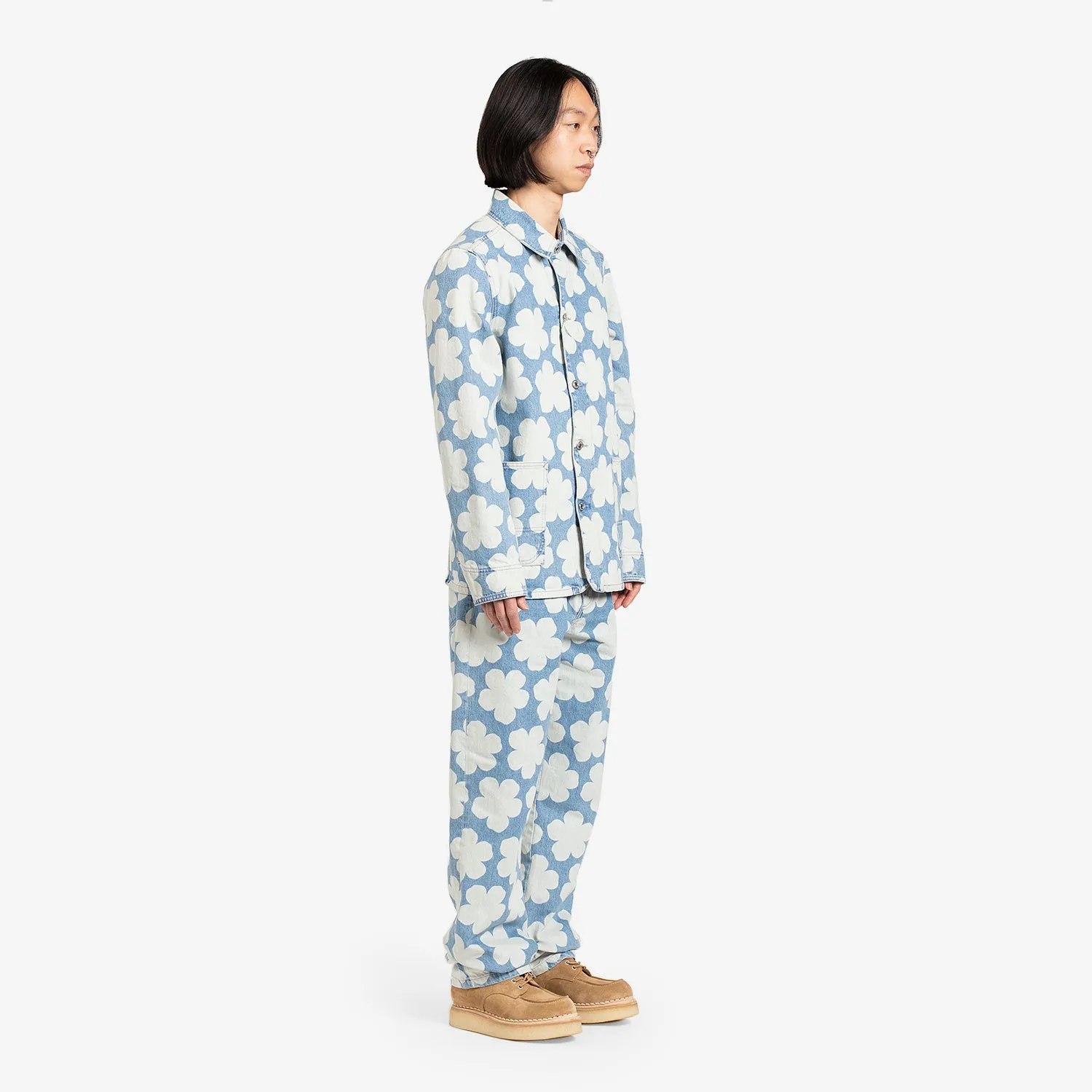 Printed Workwear Denim Jacket 'Hana Dots' Sky Blue